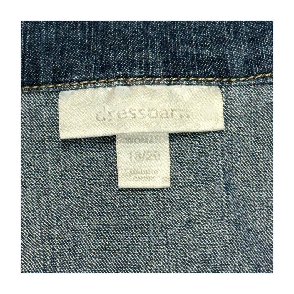 Dressbarn Plus 18W 20W Stretch Denim Jacket 3/4 Sleeve Blue - Picture 2 of 9